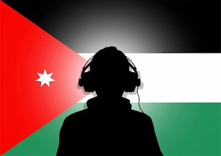 simsearch:400-04842256,k - Illustration of a person wearing headphones in-front of the flag of Jordan Photographie de stock - Aubaine LD & Abonnement, Code: 400-04842253
