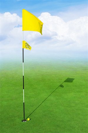 landscape of a green golf field with clouds and haze Stock Photo - Budget Royalty-Free & Subscription, Code: 400-04842334