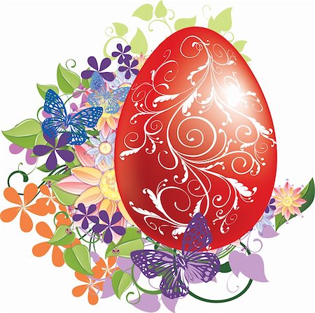 painted happy flowers - Floral easter egg Stock Photo - Budget Royalty-Free & Subscription, Code: 400-04842426