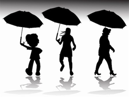silhouette girl with umbrella - rainy day silhouettes, abstract vector art illustration Stock Photo - Budget Royalty-Free & Subscription, Code: 400-04842994
