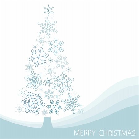 Christmas tree made from simple abstract snowflakes Stock Photo - Budget Royalty-Free & Subscription, Code: 400-04843045