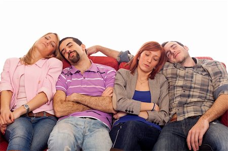 friends sleep sofa - Four Boys and Girls Sleeping on Sofa Stock Photo - Budget Royalty-Free & Subscription, Code: 400-04843084