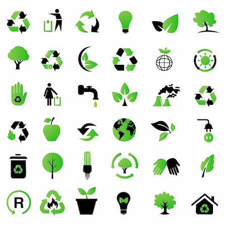 planet icon sets - Vector set of environmental / recycling icons Stock Photo - Budget Royalty-Free & Subscription, Code: 400-04843110