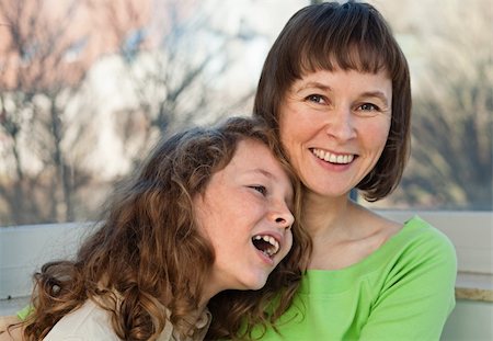 Happy smiling mother together with her teenager daughter at home Stock Photo - Budget Royalty-Free & Subscription, Code: 400-04843169