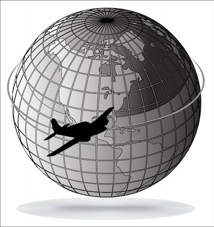 Airplane route around the world(part of full set), vector illustration Stock Photo - Budget Royalty-Free & Subscription, Code: 400-04843234