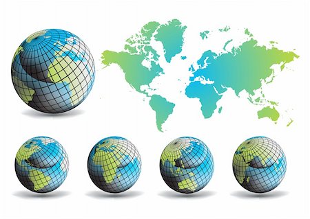 simsearch:400-06686064,k - Earth globes with world map, vector illustration Stock Photo - Budget Royalty-Free & Subscription, Code: 400-04843235