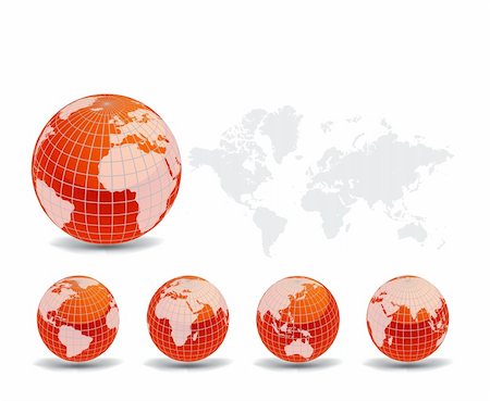 simsearch:400-06686064,k - Earth globes with world map, vector illustration Stock Photo - Budget Royalty-Free & Subscription, Code: 400-04843247