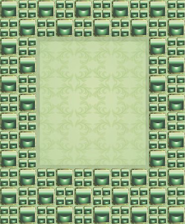 simsearch:400-07210913,k - decorative frame with green stones and floral elements Stockbilder - Microstock & Abonnement, Bildnummer: 400-04843286