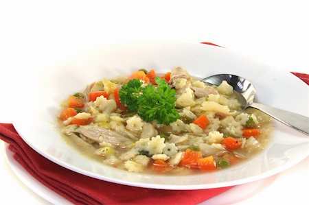 Chicken soup with chicken and fresh vegetable soup Stock Photo - Budget Royalty-Free & Subscription, Code: 400-04843322