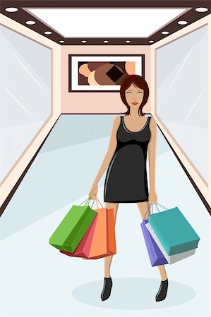 simsearch:400-08735204,k - illustration of  urban lady standing with shopping bag Stock Photo - Budget Royalty-Free & Subscription, Code: 400-04843370