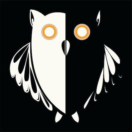 pattern art owl - retro owl in the night, abstract art illustration Stock Photo - Budget Royalty-Free & Subscription, Code: 400-04843642