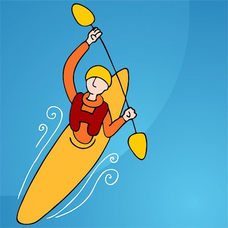 An image of a athletic man rowing in a kayak. Stock Photo - Budget Royalty-Free & Subscription, Code: 400-04843725
