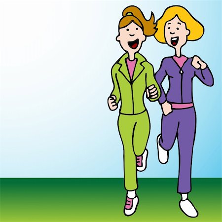 An image of a two woman exercising on a run. Stock Photo - Budget Royalty-Free & Subscription, Code: 400-04843741