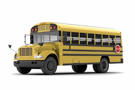 simsearch:400-04029518,k - Single yellow school bus isolated on white background Foto de stock - Super Valor sin royalties y Suscripción, Código: 400-04843780