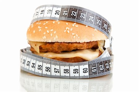 simsearch:400-04257616,k - hamburger with meter diet concept on white Foto de stock - Super Valor sin royalties y Suscripción, Código: 400-04843872
