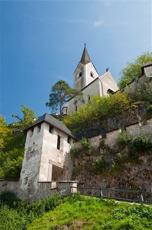 Tower medieval castle Hohostervits, located on the mountain, Austria, Karnten Stock Photo - Budget Royalty-Free & Subscription, Code: 400-04854347