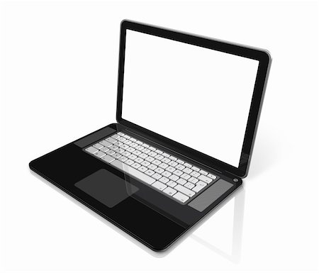 simsearch:400-04854535,k - 3D black laptop computer isolated on white with 2 clipping path : one for global scene and one for the screen Stock Photo - Budget Royalty-Free & Subscription, Code: 400-04854535