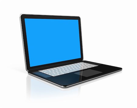 simsearch:400-04854535,k - 3D black laptop computer isolated on white with 2 clipping path : one for global scene and one for the screen Stock Photo - Budget Royalty-Free & Subscription, Code: 400-04854536