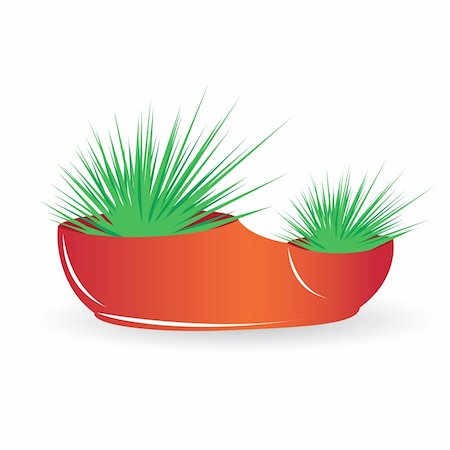 single flower in desert - Two cactus in a red pot. Illustration on white background Stock Photo - Budget Royalty-Free & Subscription, Code: 400-04854568