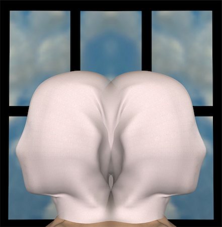 simsearch:400-05352563,k - Identical female figures with heads draped with cloth. 3d illustration. Fotografie stock - Microstock e Abbonamento, Codice: 400-04854585