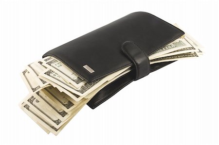 Leather wallet with money. Isolated on white background Stock Photo - Budget Royalty-Free & Subscription, Code: 400-04855149