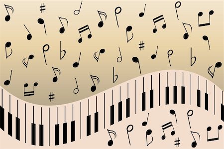 piano keys swirl - Various music notes on piano Stock Photo - Budget Royalty-Free & Subscription, Code: 400-04855185