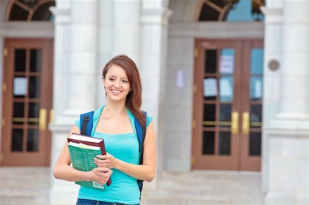 Happy female student on campus Stock Photo - Budget Royalty-Free & Subscription, Code: 400-04855369