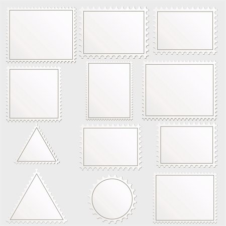 simsearch:400-05905833,k - Vector big set of blank postage stamps different geometric shapes. Foto de stock - Super Valor sin royalties y Suscripción, Código: 400-04855497