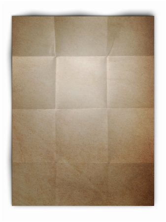 Texture of Folded old brown paper on white background with shadow Stock Photo - Budget Royalty-Free & Subscription, Code: 400-04855585