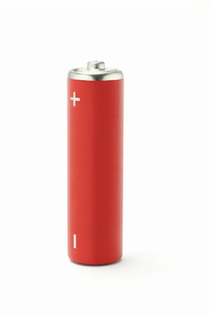 simsearch:400-06109171,k - Red AA size battery on white background Stock Photo - Budget Royalty-Free & Subscription, Code: 400-04855736