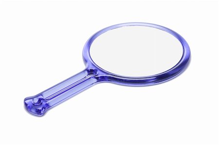 round object with reflection - Blue plastic hand mirror on white background Stock Photo - Budget Royalty-Free & Subscription, Code: 400-04855935