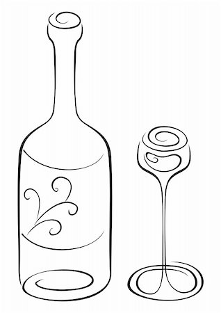 Symbol of bottle and glass on sketch Stock Photo - Budget Royalty-Free & Subscription, Code: 400-04856278