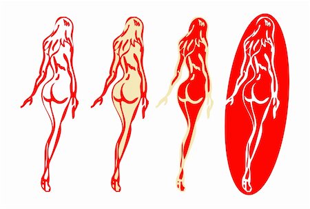 silhouette icon of beautiful woman - 4 Back nude woman silhouette emblems or symbols Stock Photo - Budget Royalty-Free & Subscription, Code: 400-04856306