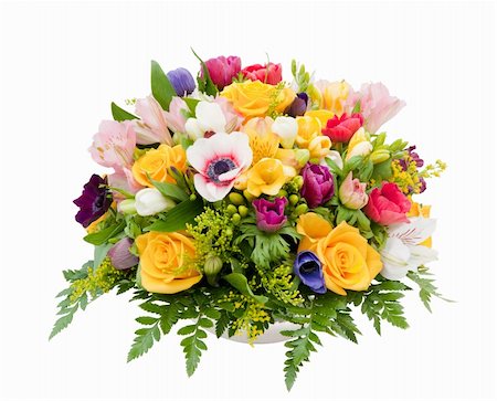 Professionally prepared decorative spring flower arrangement against white background Fotografie stock - Microstock e Abbonamento, Codice: 400-04856489