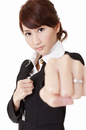 Business woman fighting, half length closeup portrait on white background. Stock Photo - Budget Royalty-Free & Subscription, Code: 400-04856677