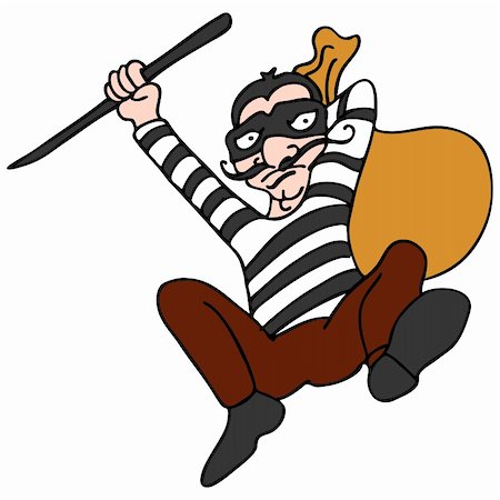 robbery cartoon - An image of a robber escaping with a bag of stolen goods. Stock Photo - Budget Royalty-Free & Subscription, Code: 400-04856876