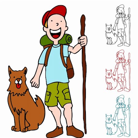 An image of a man who is hiking with his dog. Foto de stock - Super Valor sin royalties y Suscripción, Código: 400-04856885