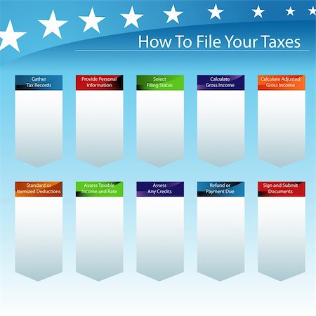 rimborso - An image of a guide to filing your taxes with the government. Fotografie stock - Microstock e Abbonamento, Codice: 400-04856908