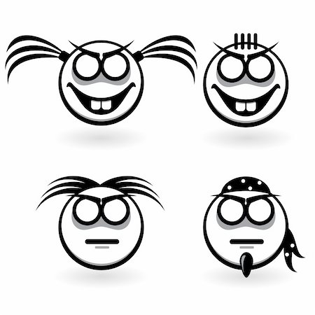 funny adult icon - Abstract icons with different emotions. Illustration on white background Stock Photo - Budget Royalty-Free & Subscription, Code: 400-04857028