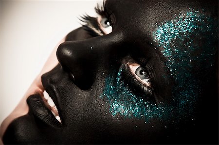 Vogue style portrait of a woman with black makeup Stock Photo - Budget Royalty-Free & Subscription, Code: 400-04857445