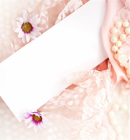 vintage note and greeting card with lace,flowers and pearls Stock Photo - Budget Royalty-Free & Subscription, Code: 400-04857586