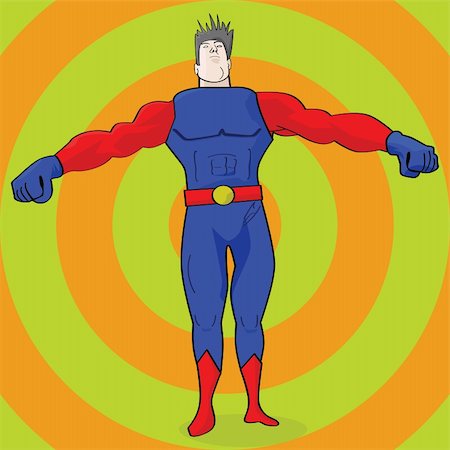 Cartoon illustration of a superhero showing his muscles Stock Photo - Budget Royalty-Free & Subscription, Code: 400-04857623