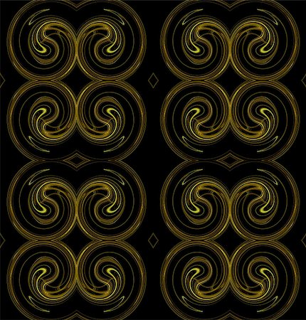 simsearch:400-04857839,k - Seamless continuous background, textile pattern or wallpaper in yellow and brown on a black background that looks like rams horns. Photographie de stock - Aubaine LD & Abonnement, Code: 400-04857746