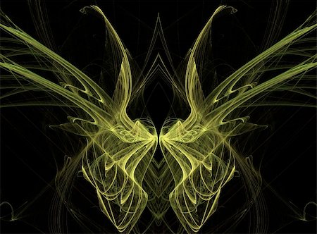 simsearch:400-04365296,k - Abstract fractal illusion of yellow butterfly wings on a black background. Stock Photo - Budget Royalty-Free & Subscription, Code: 400-04857741