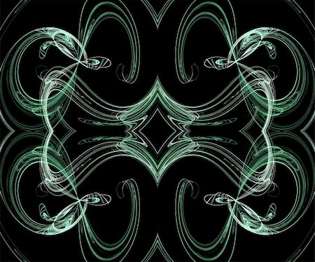 simsearch:400-04857839,k - Seamless green and white fractal design on a black background. Photographie de stock - Aubaine LD & Abonnement, Code: 400-04857781