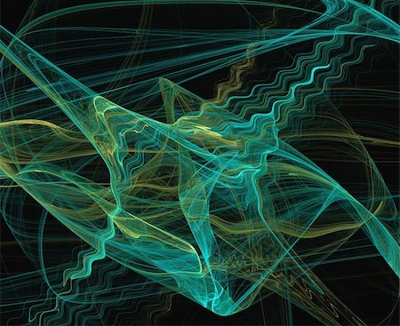 simsearch:400-04365296,k - Rippling fractal waves of green and gold on a black background. Stock Photo - Budget Royalty-Free & Subscription, Code: 400-04857838