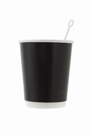 simsearch:400-06072755,k - Disposable paper coffee cup with stirrer on white background Foto de stock - Super Valor sin royalties y Suscripción, Código: 400-04857874