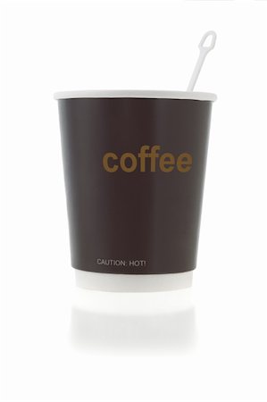 simsearch:400-06072755,k - Disposable paper coffee cup with stirrer on white background Foto de stock - Super Valor sin royalties y Suscripción, Código: 400-04857881