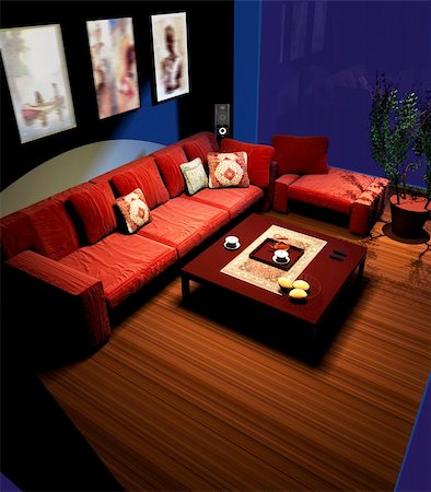 living room with modern style.3d render Photographie de stock - Aubaine LD & Abonnement, Code: 400-04857969