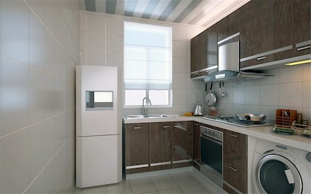 simsearch:400-08617018,k - The modern kitchen interior design Foto de stock - Super Valor sin royalties y Suscripción, Código: 400-04858013